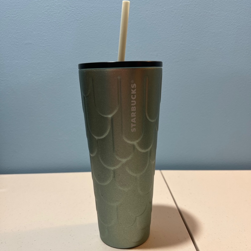 Starbucks Aqua Green Mermaid Scale Tail SS Tumbler
